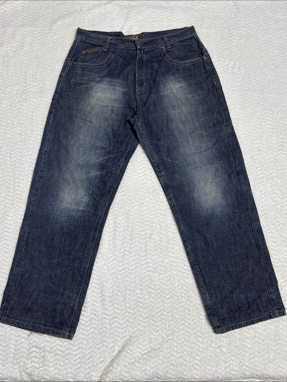 Vintage Mecca Jeans 36x32 Hip Hop Y2K Wide Leg Skaters Blue Denim